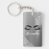 Porte-clés Silver Glitter Sparkle Eyelashes Monogram (Devant)