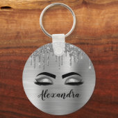 Porte-clés Silver Glitter Sparkle Eyelashes Monogram (Recto)