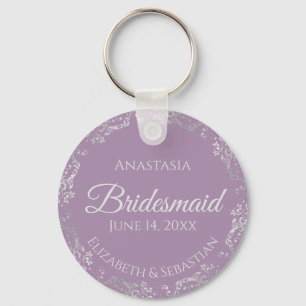 Porte-clés Silver Lace on Lavender Bridesmaid Wedding