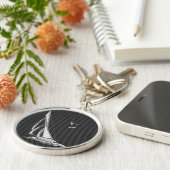 Porte-clés Silver Sailboat on Carbon Fiber Decor (Côté)