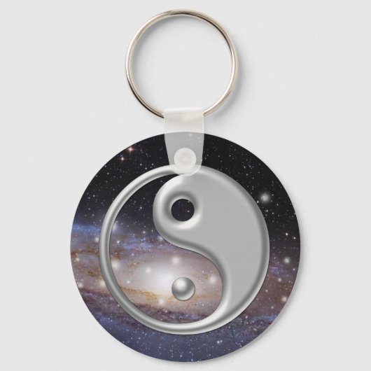 Porte-clés Silver Ying Yang Galaxy Espace (Recto)