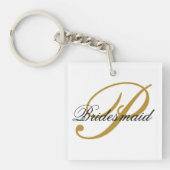Porte-clés Simple Ajouter Monogramme Custom Black & Gold Brid (Devant)