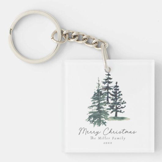 Porte-clés Simple arbre de Noël élégant | Pin (Devant)