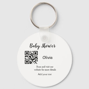 Porte-clés Simple baby shower website barcode QR add name det