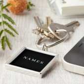 Porte-clés Simple Black Custom Ajouter Votre Nom Élégant