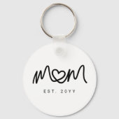 Porte-clés Simple Black Script Heart Keepsake Mom Established (Recto)