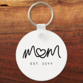 Porte-clés Simple Black Script Heart Keepsake Mom Established (Recto)