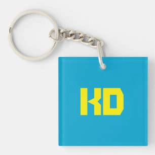 Porte-clés Simple bleu jaune monogramme