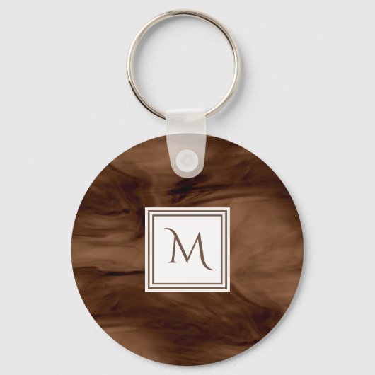 Porte-clés Simple Brown foncé Marbre subtil Monogramme modern (Recto)