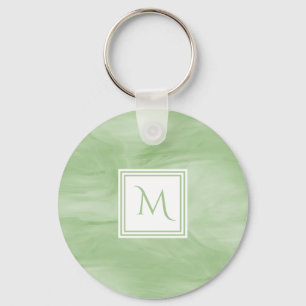 Porte-clés Simple clair vert subtil marbre moderne Monogramme
