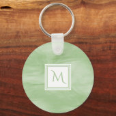 Porte-clés Simple clair vert subtil marbre moderne Monogramme (Recto)