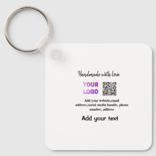 Porte-clés Simple code QR minimal ajouter un logo nom de code