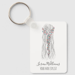 Porte-clés Simple Coiffeur Mariage Bohème Chic QR Romantique