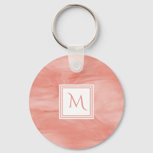Porte-clés Simple Corail rose subtil Marbre Moderne Monogramm