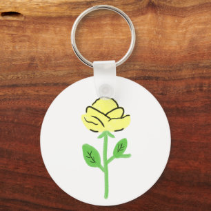 Porte-clés Simple Crayon de Rose Jaune Cadeau Floral