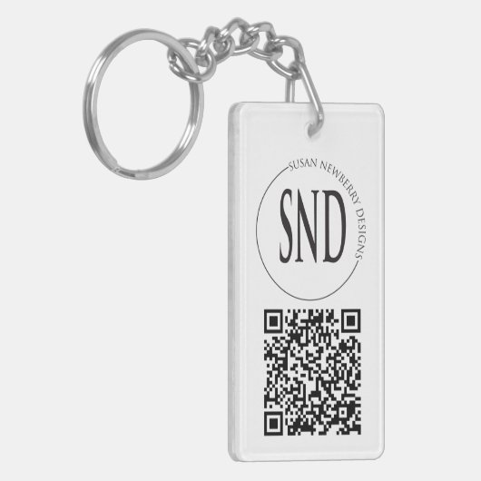 Porte-clés Simple Custom Logo QR Code Business (Devant gauche)