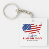 Porte-clés Simple Elegant Labor Day avec drapeau américain (Devant)