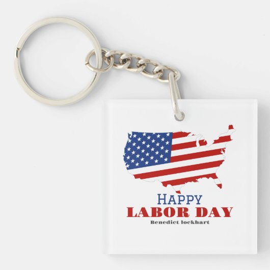 Porte-clés Simple Elegant Labor Day avec drapeau américain (Devant)