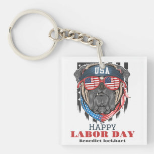 Porte-clés Simple Elegant Labor Day avec le drapeau américain
