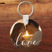 Porte-clés Simple Élégant Script Couple 2 Photos (Verso)