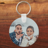Porte-clés Simple Élégant Script Couple Photo (Recto)
