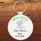 Porte-clés Simple éléphant bébé gris bleu ajouter le nom (Recto)