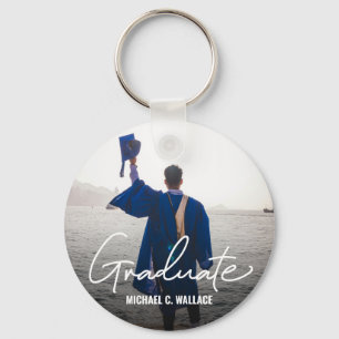 Porte-clés Simple Graduate Moderne Script Message photo perso
