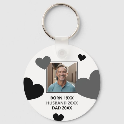 Porte-clés Simple Grey & Black Hearts Mari Keepsaké Photo (Recto)