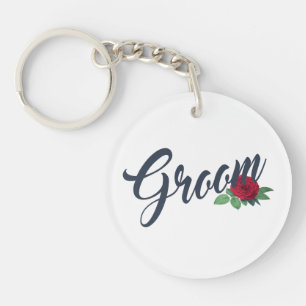 Porte-clés Simple Groom Floral Wedding Calligraphie   Porte-c