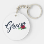 Porte-clés Simple Groom Floral Wedding Calligraphy | Porte-cl (Dos)