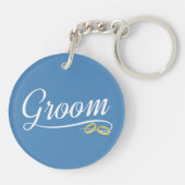 Porte-clés Simple Groom Florale Mariage Calligraphie | Porte- (Dos)
