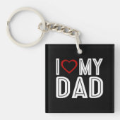 Porte-clés Simple J'Aime Le Coeur Ma Typographie Papa | PORTE (Devant)