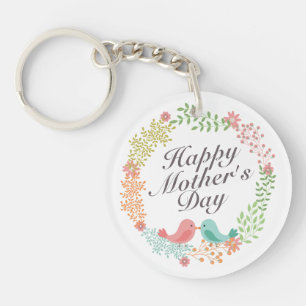 Porte-clés Simple Joyeuse Fête des Mères Floral Porte - clé d
