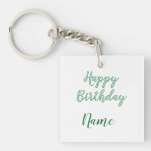 Porte-clés simple joyeux anniversaire minimal ajoutez votre n