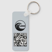 Porte-clés Simple Logo Code QR Entreprise Bleu (Verso)