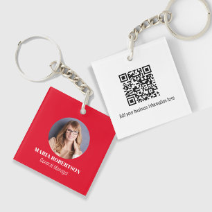 Porte-clés Simple Logo Minimaliste QR Code Rouge