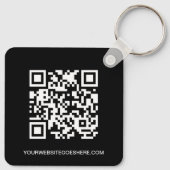Porte-clés Simple logo QR code business black and white  (Dos)