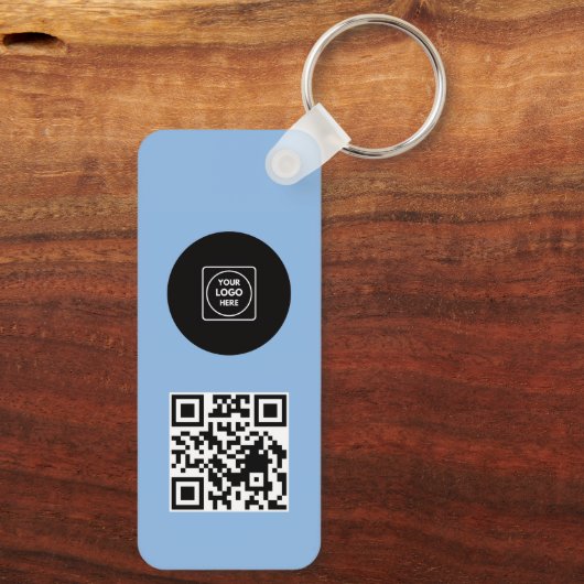 Porte-clés Simple Logo QR Code Business Blue Keychains (Verso)