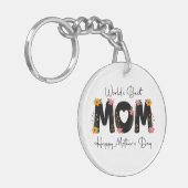 Porte-clés Simple Meilleure Maman du Monde Calligraphie pour (Devant gauche)