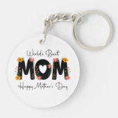 Porte-clés Simple Meilleure Maman du Monde Calligraphie pour (Dos)