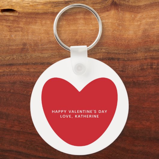 Porte-clés simple mignon coeur rouge personnalisé Saint Valen (Recto)