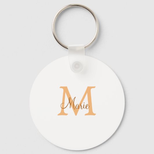 Porte-clés simple minimal ajouter nom monogramme orange marro (Recto)