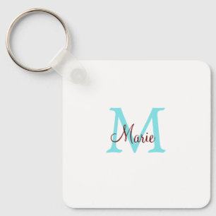 Porte-clés simple minimal ajouter nom monogramme rose rouge j