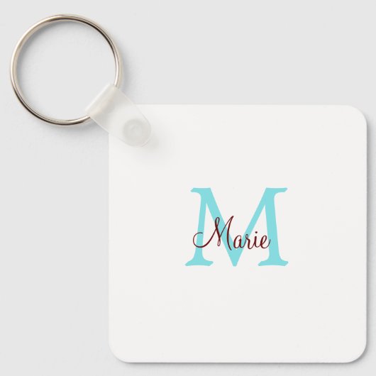 Porte-clés simple minimal ajouter nom monogramme rose rouge j (Recto)