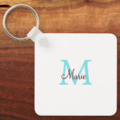 Porte-clés simple minimal ajouter nom monogramme rose rouge j (Recto)