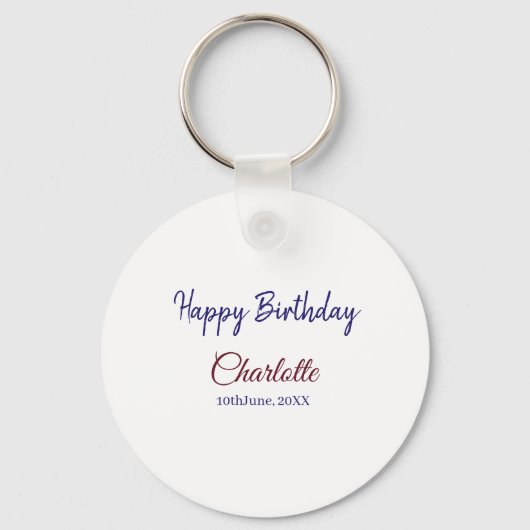 Porte-clés SIMPLE MINIMAL.CUTIE AJOUTER NOM BÉBÉ joyeux anniv (Recto)