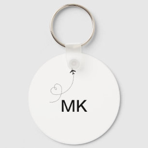 Porte-clés Simple minimal monogram add text travel plane phot