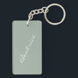 Porte-clés Simple minimaliste Nom de script Sage Green Person<br><div class="desc">Simple minimaliste Nom de script Sage Green Porte - clé personnalisé</div>