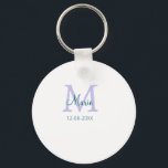 Porte-clés simple minimum ajouter nom monogramme violet vert<br><div class="desc">belle conception</div>