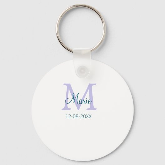 Porte-clés simple minimum ajouter nom monogramme violet vert  (Verso)